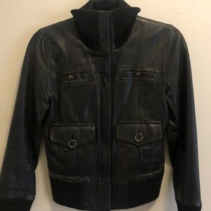 Mango Leather Bomber Jacket